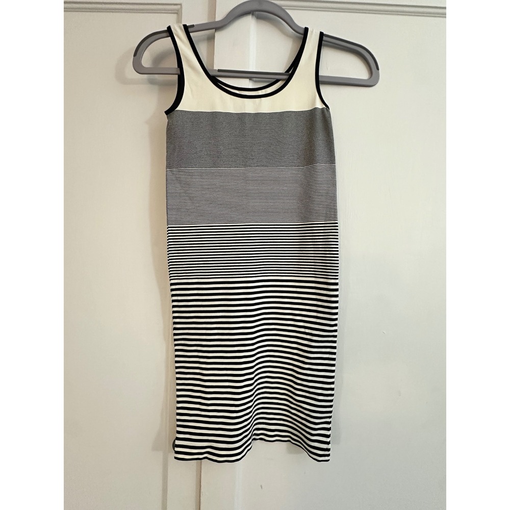 Free Movement Striped Tank Dress Cream‎ Black White Midi Knee Length